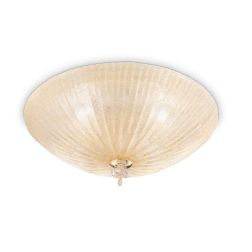 PLAFONIERA CLASSICA IN VETRO CON GRANIGLIA AMBRA O TRASPARENTE DIAMETRO CM 40 - 50 - 60 CRISTALENSI - Cristalensi Shop Online 2