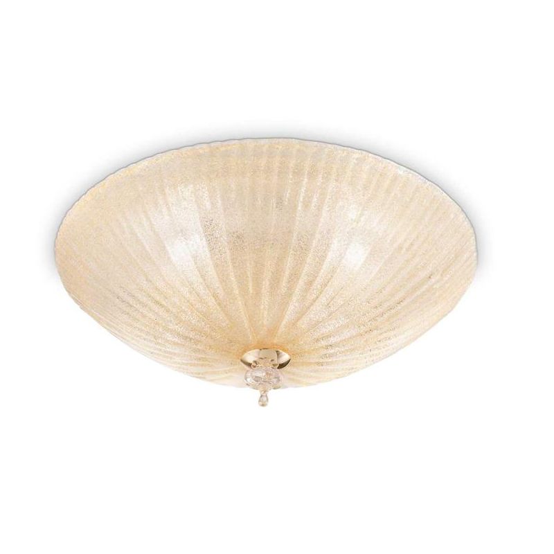 PLAFONIERA CLASSICA IN VETRO CON GRANIGLIA AMBRA O TRASPARENTE DIAMETRO CM 40 - 50 - 60 CRISTALENSI - Cristalensi Shop Online