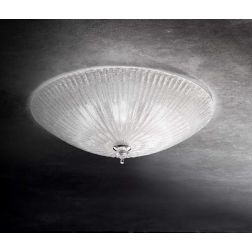 PLAFONIERA CLASSICA IN VETRO CON GRANIGLIA AMBRA O TRASPARENTE DIAMETRO CM 40 - 50 - 60 CRISTALENSI - Cristalensi Shop Online