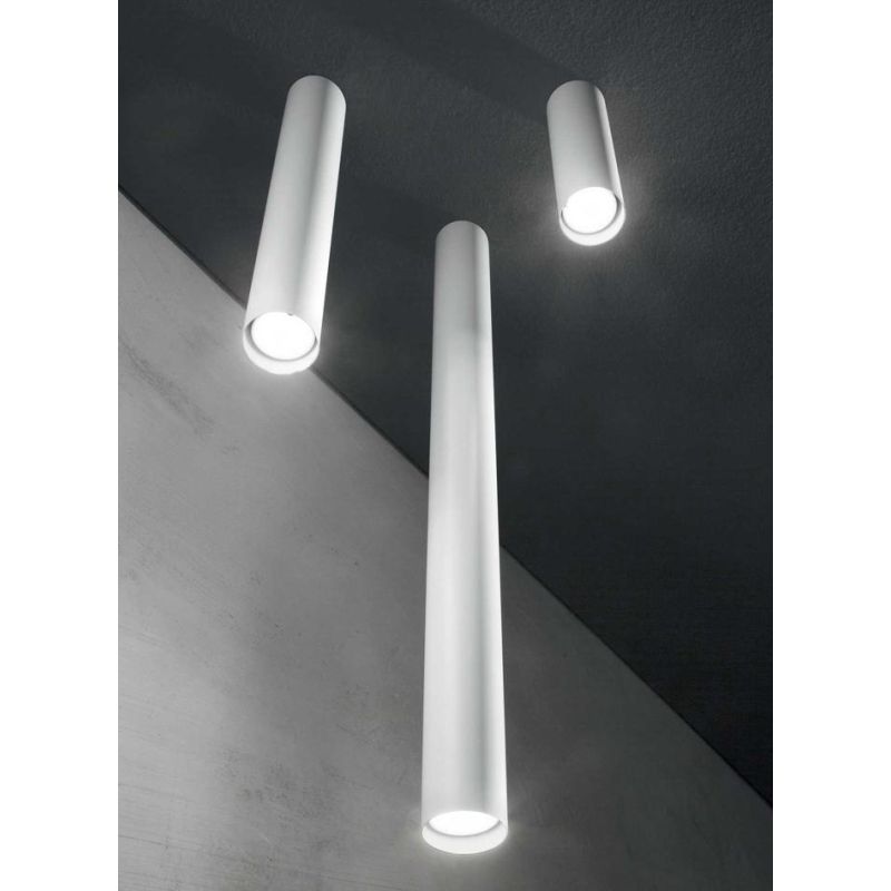 LOOK PICCOLA LAMPADA DA SOFFITTO FORMA A CILINDRO ALTEZZA CM 20 IN METALLO BIANCO NERO O OTTONE Ideal Lux - Cristalensi Shop Onl