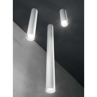 LOOK PICCOLA LAMPADA DA SOFFITTO FORMA A CILINDRO ALTEZZA CM 20 IN METALLO BIANCO NERO O OTTONE Ideal Lux - Cristalensi Shop Onl