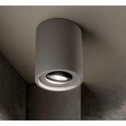 PLAFONIERA IN GESSO O CEMENTO DI FORMA ROTONDA VINTAGE CON FARETTO ORIENTABILE E LAMPADINA GU10 CRISTALENSI - Cristalensi Shop O