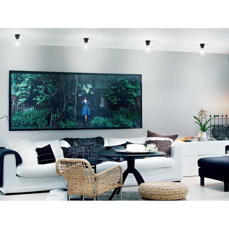 PICCOLA PLAFONIERA ESSENZIALE CERAMICA BIANCA SMALTO O NERA OPACA PORTALAMPADE E27 CRISTALENSI - Cristalensi Shop Online