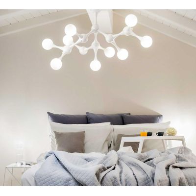 PLAFONIERA ORIGINALE IN METALLO CROMO O BIANCO CON 9 SFERE IN VETRO BIANCO SOFFIATO MODERNA CRISTALENSI - Cristalensi Shop Onlin