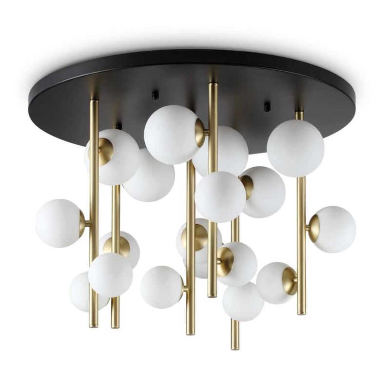 PLAFONIERA MODERNA IN METALLO CON 18 SFERE IN VETRO FUME, BIANCO O AMBRA LAMPADINE G9 INCLUSE CRISTALENSI - Cristalensi Shop Onl