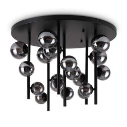 PLAFONIERA MODERNA IN METALLO CON 18 SFERE IN VETRO FUME, BIANCO O AMBRA LAMPADINE G9 INCLUSE CRISTALENSI - Cristalensi Shop Onl 2