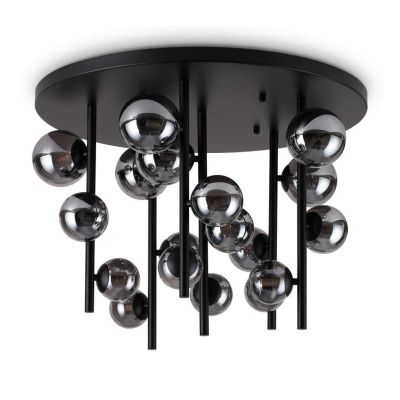 PLAFONIERA MODERNA IN METALLO CON 18 SFERE IN VETRO FUME, BIANCO O AMBRA LAMPADINE G9 INCLUSE CRISTALENSI - Cristalensi Shop Onl