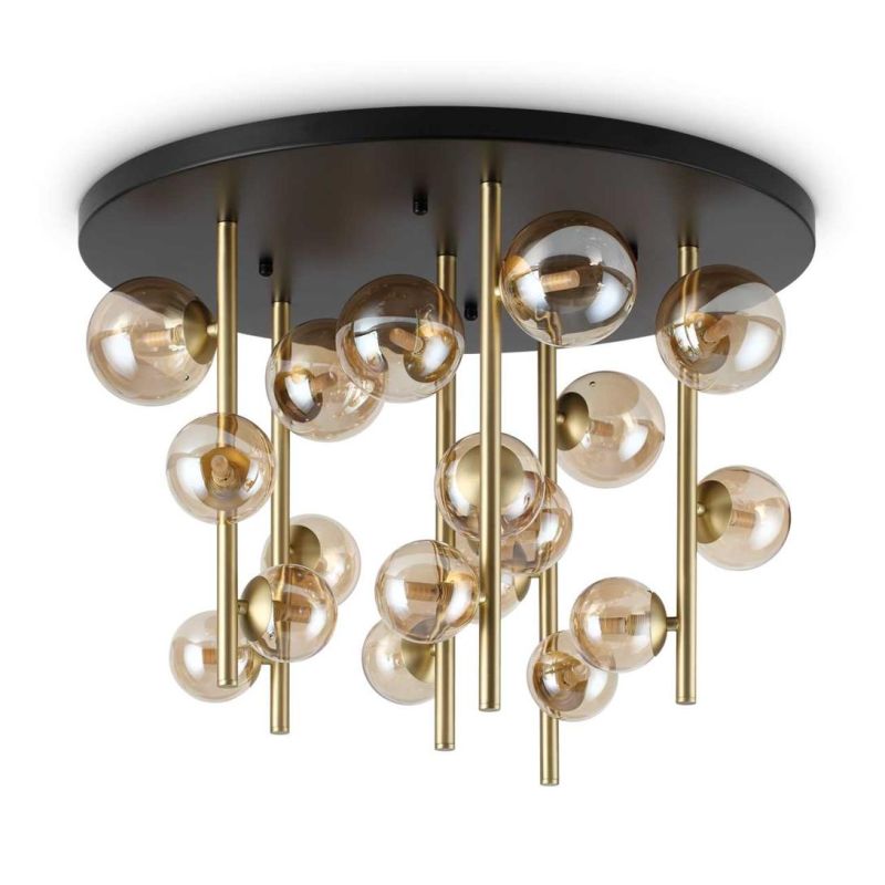 PLAFONIERA MODERNA IN METALLO CON 18 SFERE IN VETRO FUME, BIANCO O AMBRA LAMPADINE G9 INCLUSE CRISTALENSI - Cristalensi Shop Onl