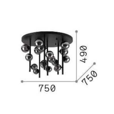 PLAFONIERA MODERNA IN METALLO CON 18 SFERE IN VETRO FUME, BIANCO O AMBRA LAMPADINE G9 INCLUSE CRISTALENSI - Cristalensi Shop Onl