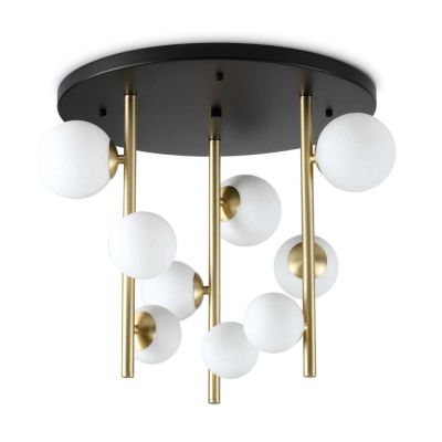 PLAFONIERA MODERNA IN METALLO CON 9 SFERE IN VETRO FUME, BIANCO O AMBRA LAMPADINE G9 INCLUSE CRISTALENSI - Cristalensi Shop Onli