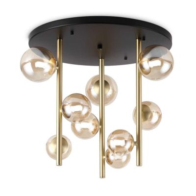 PLAFONIERA MODERNA IN METALLO CON 9 SFERE IN VETRO FUME, BIANCO O AMBRA LAMPADINE G9 INCLUSE CRISTALENSI - Cristalensi Shop Onli