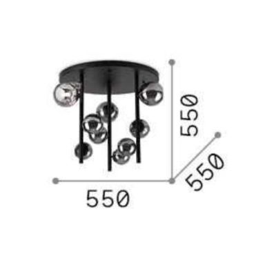 PLAFONIERA MODERNA IN METALLO CON 9 SFERE IN VETRO FUME, BIANCO O AMBRA LAMPADINE G9 INCLUSE CRISTALENSI - Cristalensi Shop Onli