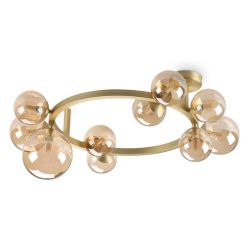 PLAFONIERA CIRCOLARE MODERNA IN METALLO CON 10 SFERE IN VETRO FUME, BIANCO O AMBRA LAMPADINE G9 INCLUSE CRISTALENSI - Cristalens 2