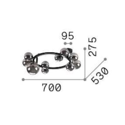 PLAFONIERA CIRCOLARE MODERNA IN METALLO CON 10 SFERE IN VETRO FUME, BIANCO O AMBRA LAMPADINE G9 INCLUSE CRISTALENSI - Cristalens