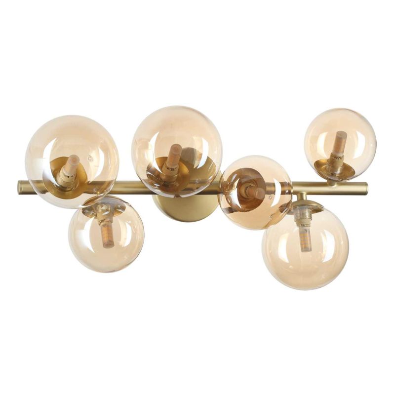 PLAFONIERA LINEARE MODERNA IN METALLO CON 6 SFERE IN VETRO FUME, BIANCO O AMBRA LAMPADINE G9 INCLUSE CRISTALENSI - Cristalensi S