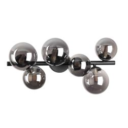 PLAFONIERA LINEARE MODERNA IN METALLO CON 6 SFERE IN VETRO FUME, BIANCO O AMBRA LAMPADINE G9 INCLUSE CRISTALENSI - Cristalensi S 2