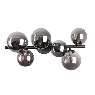 PLAFONIERA LINEARE MODERNA IN METALLO CON 6 SFERE IN VETRO FUME, BIANCO O AMBRA LAMPADINE G9 INCLUSE CRISTALENSI - Cristalensi S