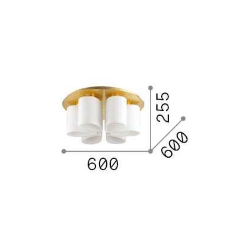 PLAFONIERA MODERNA 6 LUCI IN VETRO SOFFIATO BIANCO RIGATO CON METALLO RIFINITO FOGLIA ORO CRISTALENSI - Cristalensi Shop Online