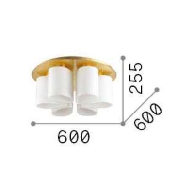 PLAFONIERA MODERNA 6 LUCI IN VETRO SOFFIATO BIANCO RIGATO CON METALLO RIFINITO FOGLIA ORO CRISTALENSI - Cristalensi Shop Online