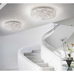 PLAFONIERA CLASSICA IN 3 MISURE REALIZZATA IN METALLO CROMO O ORO CON CRISTALLI INCASTONATI CRISTALENSI - Cristalensi Shop Onlin