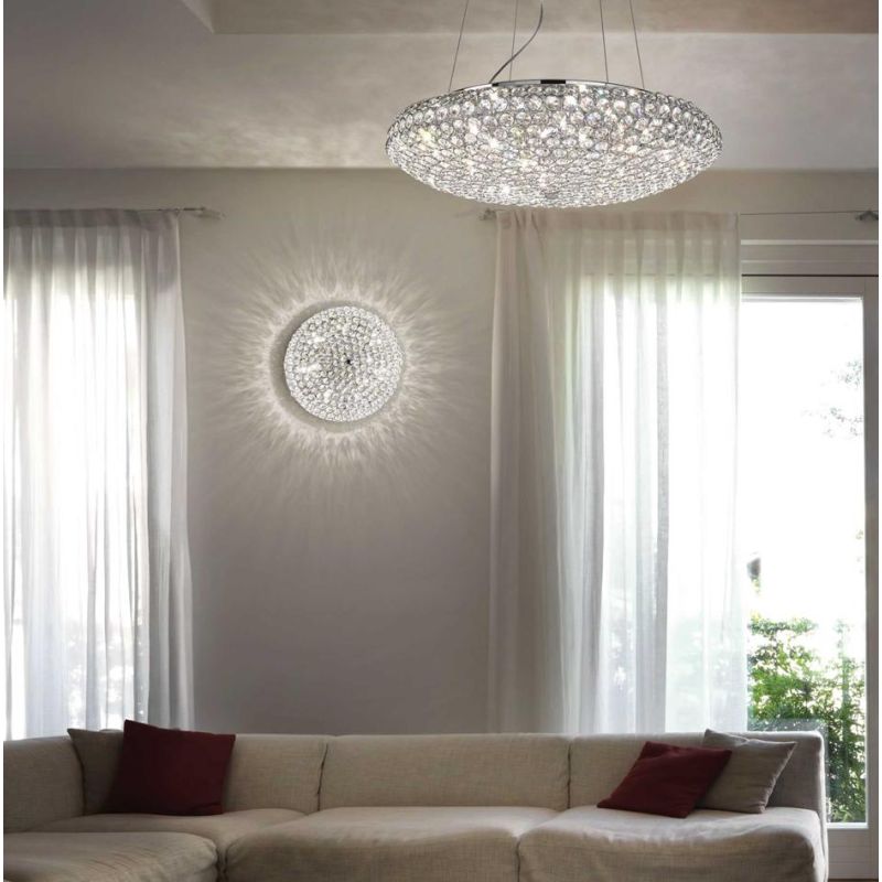 PLAFONIERA CLASSICA IN 3 MISURE REALIZZATA IN METALLO CROMO O ORO CON CRISTALLI INCASTONATI CRISTALENSI - Cristalensi Shop Onlin