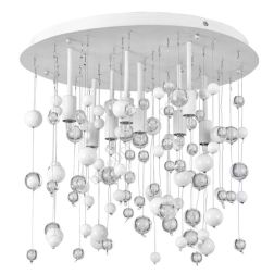 NEVE PLAFONIERA MODERNA IN 3 MISURE METALLO CROMO O BIANCO CON SFERE DI VETRO PENDENTI Ideal Lux - Cristalensi Shop Online 2