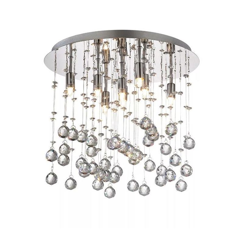 NEVE PLAFONIERA MODERNA IN 3 MISURE METALLO CROMO O BIANCO CON SFERE DI VETRO PENDENTI Ideal Lux - Cristalensi Shop Online