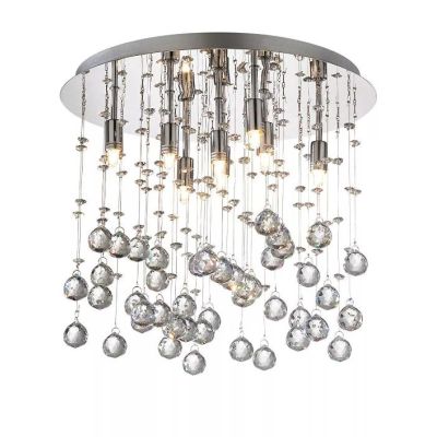 NEVE PLAFONIERA MODERNA IN 3 MISURE METALLO CROMO O BIANCO CON SFERE DI VETRO PENDENTI Ideal Lux - Cristalensi Shop Online