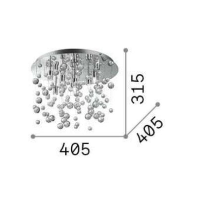 NEVE PLAFONIERA MODERNA IN 3 MISURE METALLO CROMO O BIANCO CON SFERE DI VETRO PENDENTI Ideal Lux - Cristalensi Shop Online