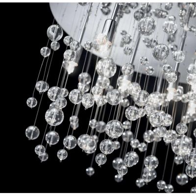 NEVE PLAFONIERA MODERNA IN 3 MISURE METALLO CROMO O BIANCO CON SFERE DI VETRO PENDENTI Ideal Lux - Cristalensi Shop Online
