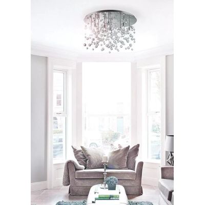 NEVE PLAFONIERA MODERNA IN 3 MISURE METALLO CROMO O BIANCO CON SFERE DI VETRO PENDENTI Ideal Lux - Cristalensi Shop Online