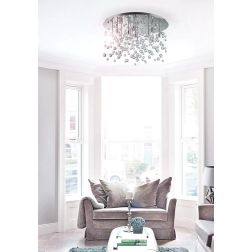 NEVE PLAFONIERA MODERNA IN 3 MISURE METALLO CROMO O BIANCO CON SFERE DI VETRO PENDENTI Ideal Lux - Cristalensi Shop Online