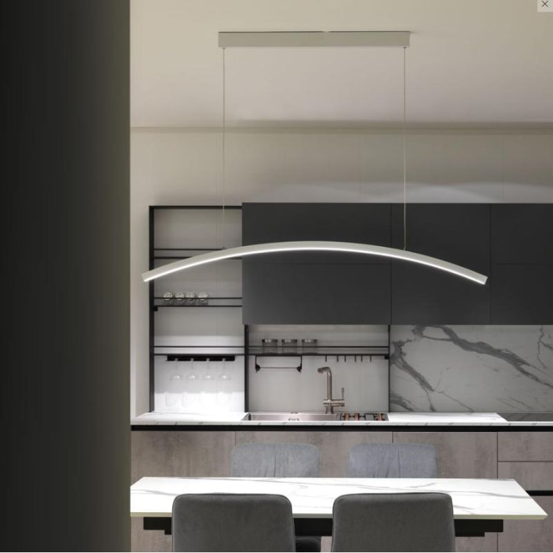 BOW SOSPENSIONE MODERNA AD ARCO LED 30W LUCE 3000K/4000K ALLUMINIO SABBIA,BIANCA O NERA Vivida International - Cristalensi Shop 
