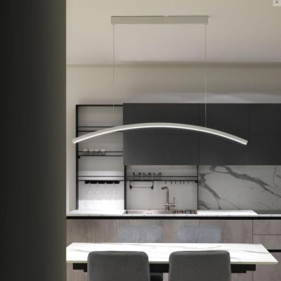 BOW SOSPENSIONE MODERNA AD ARCO LED 30W LUCE 3000K/4000K ALLUMINIO SABBIA,BIANCA O NERA Vivida International - Cristalensi Shop 
