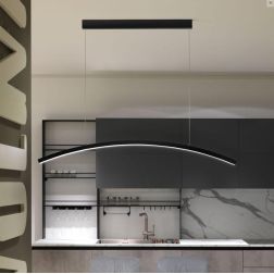 BOW SOSPENSIONE MODERNA AD ARCO LED 30W LUCE 3000K/4000K ALLUMINIO SABBIA,BIANCA O NERA Vivida International - Cristalensi Shop 