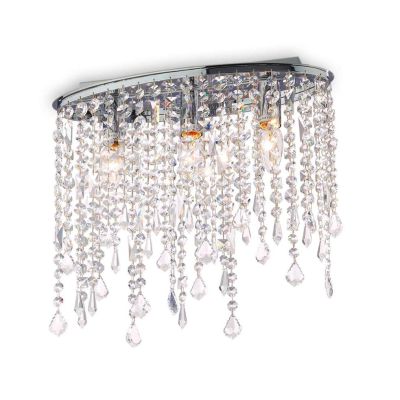 PLAFONIERA 2 MISURE IN METALLO CROMATO CON PENDAGLI IN CRISTALLO TRASPARENTE MODERNA CRISTALENSI - Cristalensi Shop Online