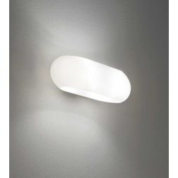 LAMPADA DA PARETE DESIGN MODERNO DALLA FORMA OVALE IN VETRO SOFFIATO BIANCO CRISTALENSI - Cristalensi Shop Online 2