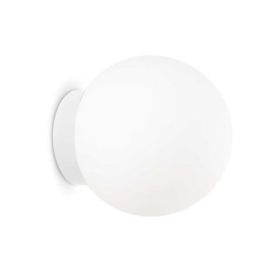 APPLIQUE PLAFONIERA MODERNA CON DIFFUSORE A SFERA IN VETRO BIANCO SOFFIATO 2 MISURE CRISTALENSI - Cristalensi Shop Online