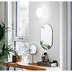 APPLIQUE OVALE IN VETRO BIANCO SOFFIATO DESIGN MODERNO LAMPADINA ATTACCO G9 INCLUSA CRISTALENSI - Cristalensi Shop Online