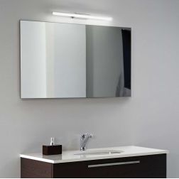 LAMPADA DA SPECCHIO 2 MISURE METALLO CROMO,NERO O BIANCO IP44 LED INTEGRATO LUCE 3000K CRISTALENSI - Cristalensi Shop Online