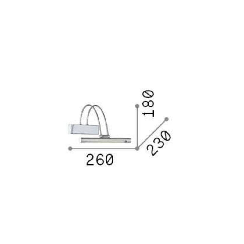 BOW APPLIQUE DA SPECCHIO 3 MISURE ORIENTABILE METALLO 3 COLORI LED INTEGRATO LUCE 3000K INTERRUTTORE ON/OFF Ideal Lux - Cristale