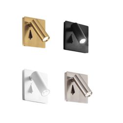 APPLIQUE ORIENTABILE QUADRATA CON SNODO LED 3W LUCE 3000K IN METALLO 4 COLORI CRISTALENSI - Cristalensi Shop Online