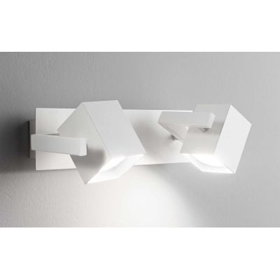 LAMPADA DA PARETE RETTANGOLARE IN METALLO NERO O BIANCO CON 2 FARETTI ORIENTABILI CRISTALENSI - Cristalensi Shop Online