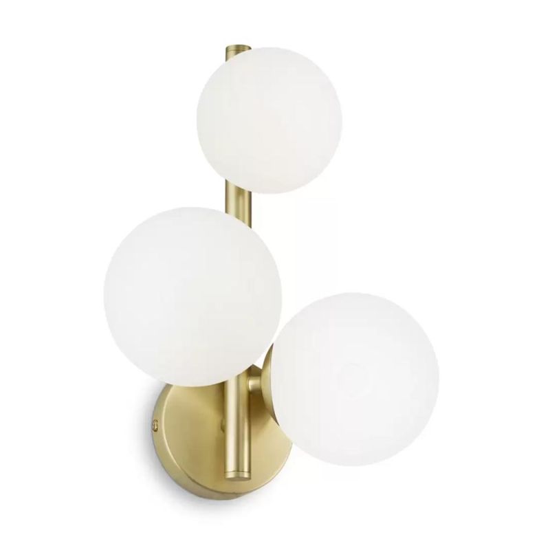 APPLIQUE MODERNA IN METALLO CON 3 SFERE IN VETRO FUME, BIANCO O AMBRA LAMPADINE G9 INCLUSE CRISTALENSI - Cristalensi Shop Online