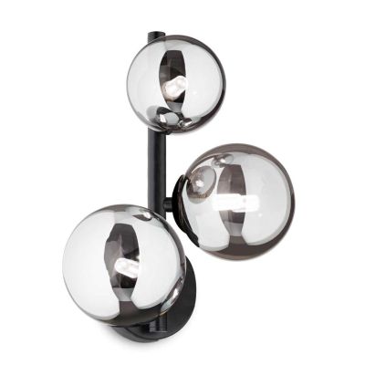 APPLIQUE MODERNA IN METALLO CON 3 SFERE IN VETRO FUME, BIANCO O AMBRA LAMPADINE G9 INCLUSE CRISTALENSI - Cristalensi Shop Online