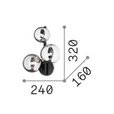 APPLIQUE MODERNA IN METALLO CON 3 SFERE IN VETRO FUME, BIANCO O AMBRA LAMPADINE G9 INCLUSE CRISTALENSI - Cristalensi Shop Online