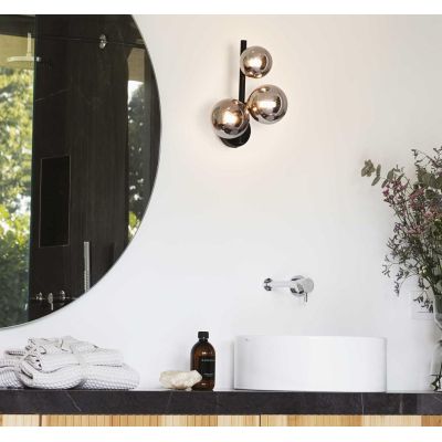 APPLIQUE MODERNA IN METALLO CON 3 SFERE IN VETRO FUME, BIANCO O AMBRA LAMPADINE G9 INCLUSE CRISTALENSI - Cristalensi Shop Online