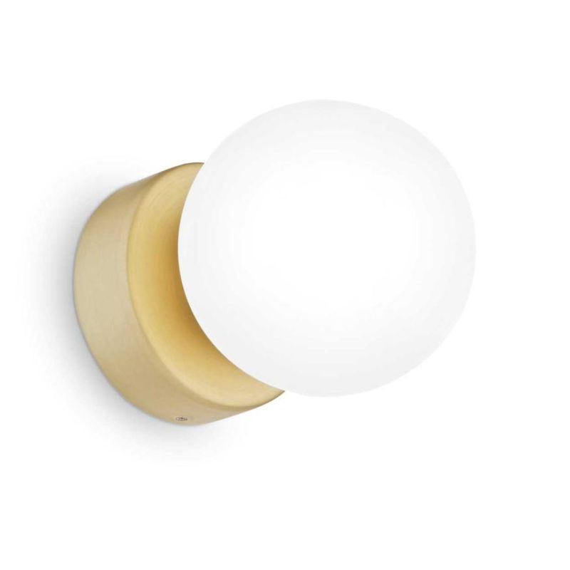 PICCOLA APPLIQUE ROTONDA IN METALLO CON SFERA IN VETRO FUME, BIANCO O AMBRA LAMPADINA G9 INCLUSA CRISTALENSI - Cristalensi Shop