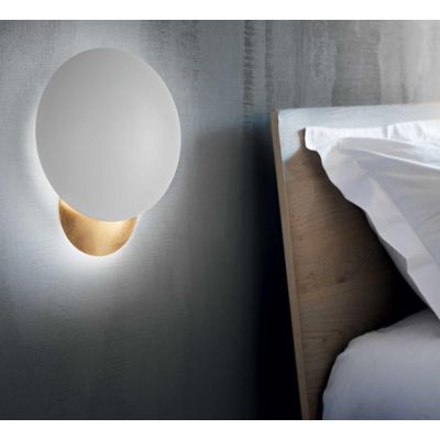 APPLIQUE MODERNA 2 MISURE IN METALLO FOGLIA ORO DIFFUSORE ORIENTABILE LED INTEGRATO LUCE 3000K CRISTALENSI - Cristalensi Shop On