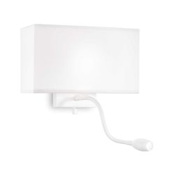 LAMPADA DA PARETE CON PARALUME IN TESSUTO BIANCO O NERO E CON BRACCIO ORIENTABILE LED 1W DA LETTURA CRISTALENSI - Cristalensi Sh 2